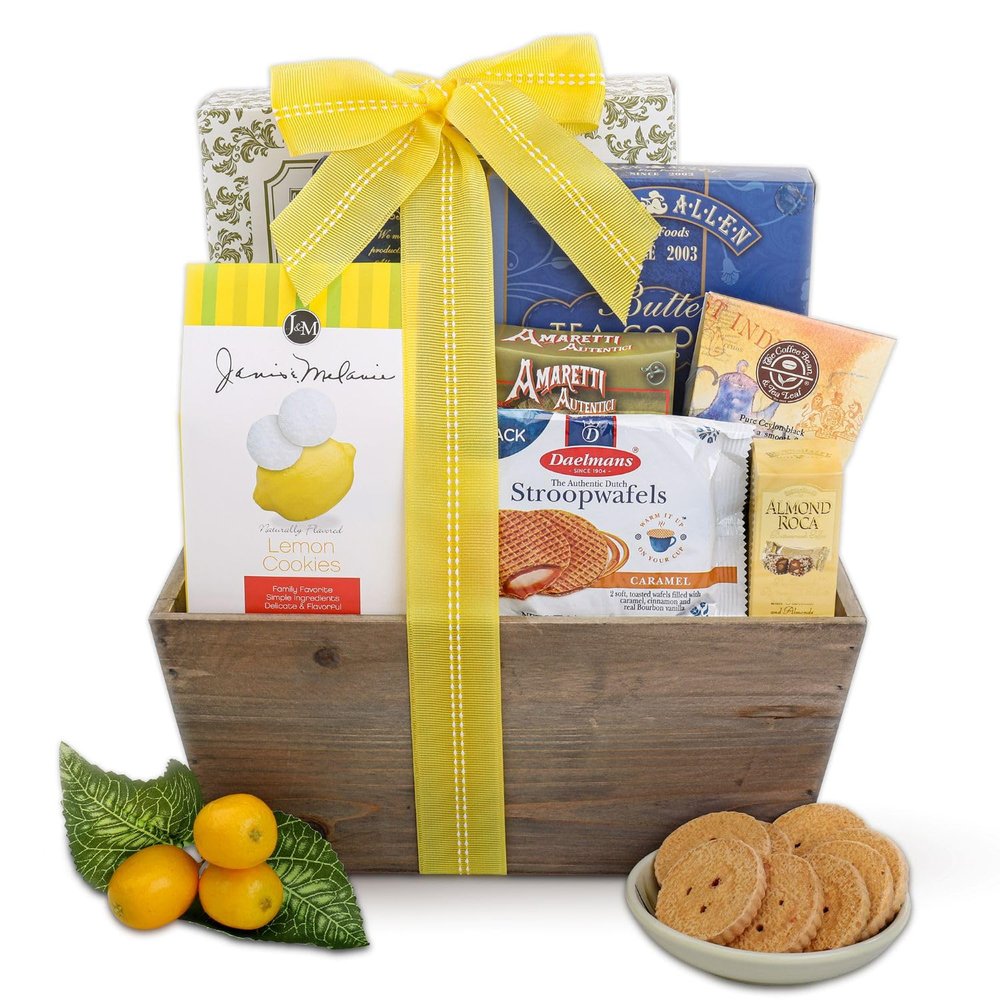 Alder Creek Gift Baskets Lemon Breeze Gift Tote- Premium Food Gift Basket for Birthday, Thank You, Get Well, Mother's Day, Father's Day, Summer