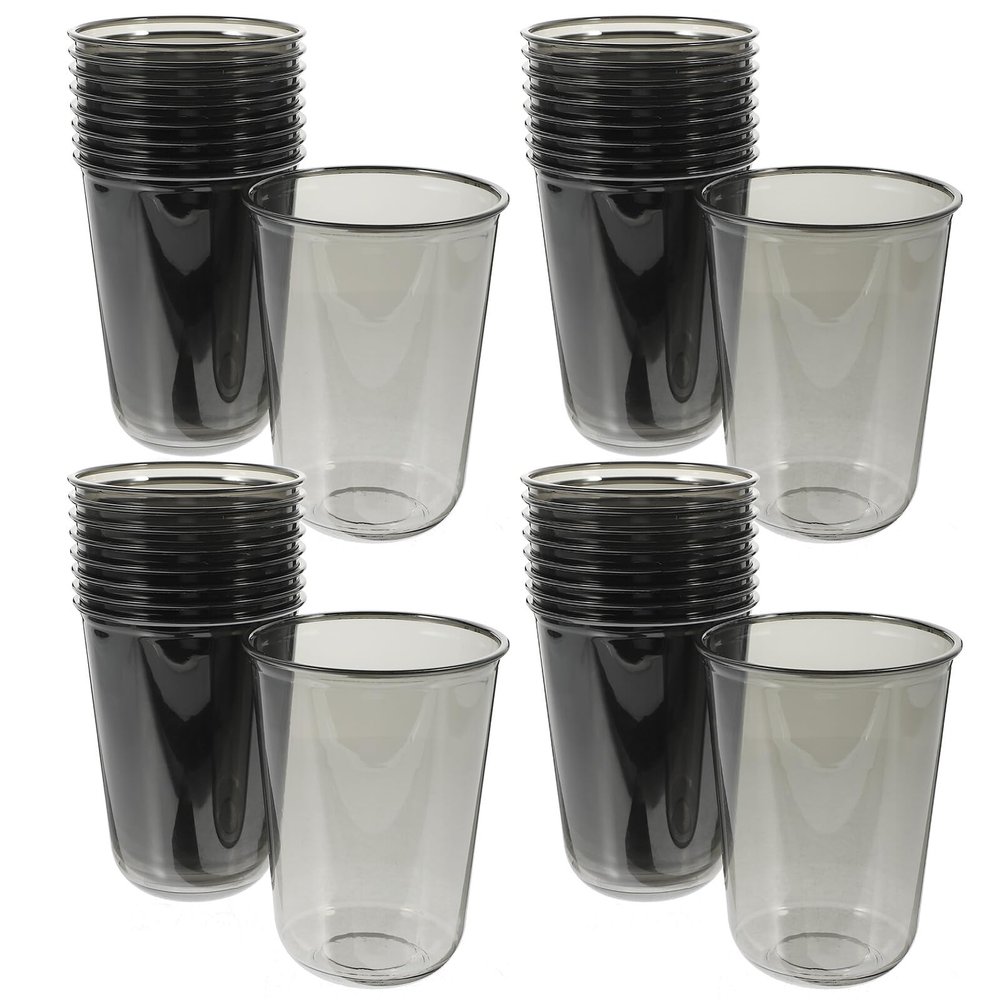 Tofficu 50pcs 500ml Black Pet Bubble Tea Cups with Flat Lids Disposable Cold Beverage Fruit Juice Cups for Party and Coffee Serving