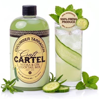 Craft Cartel Cucumber & Tarragon Cocktail Syrup Mixer 16oz, Gin & Vodka Mix