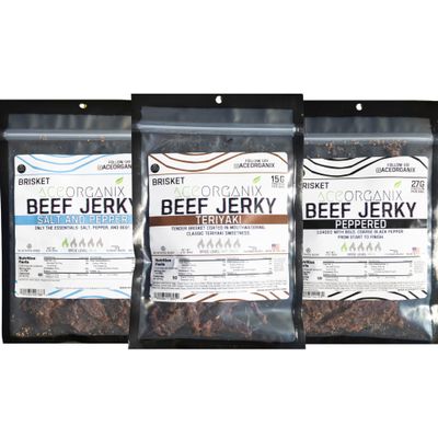 Ace Organix Premium Brisket Beef Jerky Snack, Multiple Flavors, Made in USA (Classics Bundle)