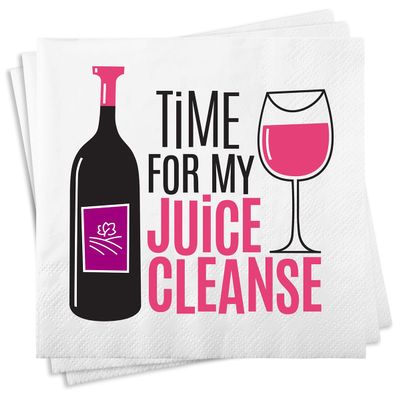 Chris's Stuff Cocktail Beverage Paper Napkins, Set of 25, Juice Cleanse Wine
