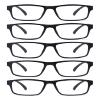 FoxMook Reading Glasses with Each Pouch Cloth Quality Blue Light Blocking Stylish Light Spring Hinges Glasses for Women Men, 5 Black 2.0 x view 1