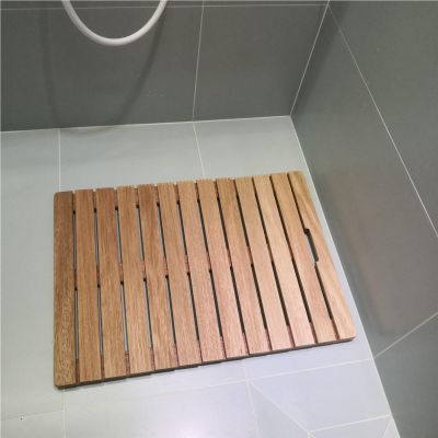Solid Wood Bathroom Floor Mat, Non-Slip Wooden Shower Mat for Rinse/batheroom Floor, Wooden Slatted Shower Pad, 12 16 20 24 28 32 36 40 44 48 in Length(L x W 24 x 16in)