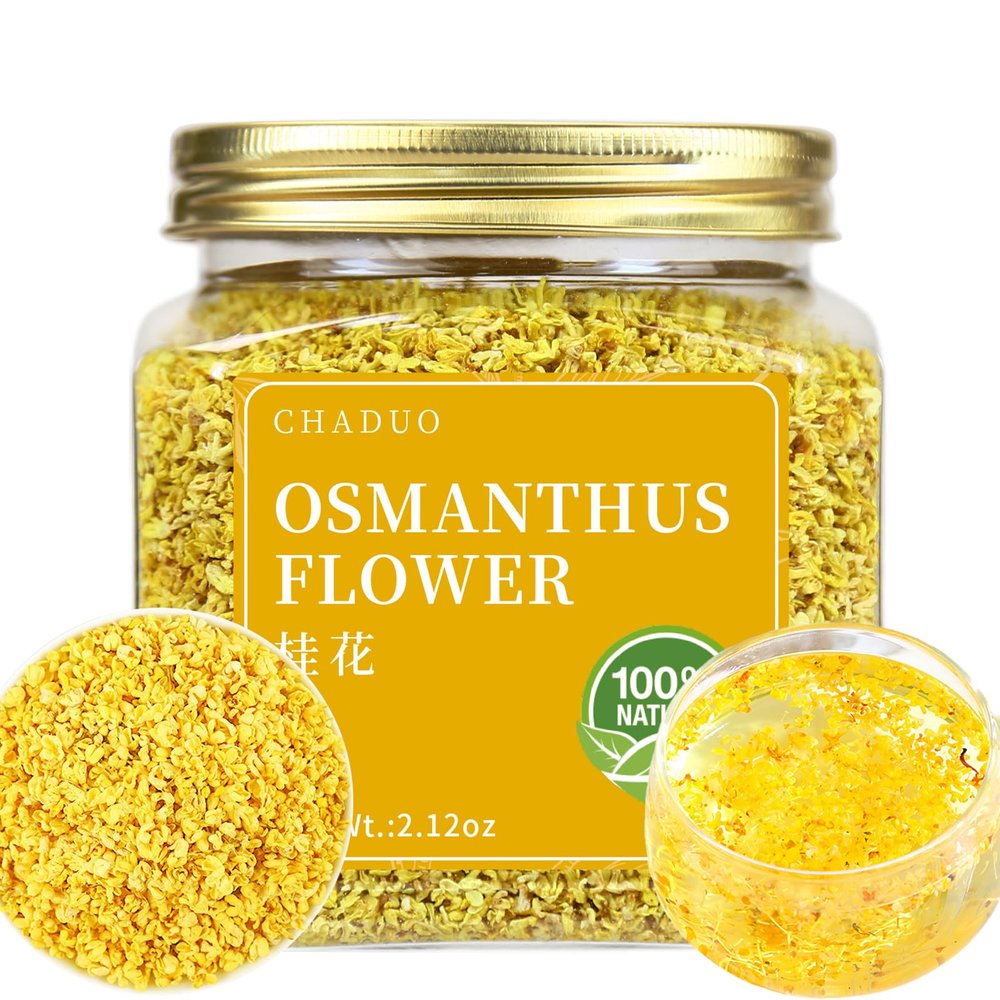 CHADUO Natural Osmanthus Tea Edible Dried Osmanthus Flowering Tea Top Grade Dried Osmanthus Flower for Tea, Baking & Infusions Bright Golden Hue Rich Aroma No Additives & Sulfur Free Herbal Tea 2.12oz (120+ Cups)