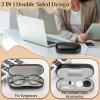 2 in 1 Contact Lens and Glasses Case Double Sided Portable Eyeglasses Case with Built-in Mirror Tweezer Remover and Contact Lens Solution Bottle Storage Kit. view 3