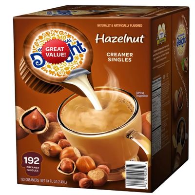 Hazelnut Coffee Creamer 192 Singles Included Great Value for Offices, Restaurants, Coffee, Bar, Gift and Homes