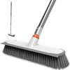 ITTAR Floor Scrub Brush with Long Handle, 12" Wide 2-in-1 Deck Brush and Squeegee with 55" Stainless Steel Pole, Heavy-Duty Stiff Bristles for Shower, Tile, Garage, Patio & Kitchen-Orange view 1