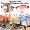 SKYOAK 2 Pack Stylish Progressive Reading Glasses for Women, Metal Half Frame Fashion Anti UV400/Eye Strain Computer Readers, Cat Eye Modern Design Ladies No-Line Multifocal Eyeglasses, +2.25 view 3