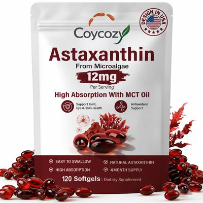 coycozy Astaxanthin 12mg Natural 120 Softgels Astaxanthin Supplement Antioxidant Support Eye Skin Health | Internal Circulation,4 Month Supply| Non-GMO,Gluten-Free,No Soy (120 Count (Pack of 1))