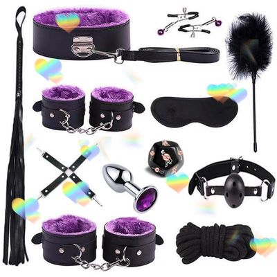 12-Pcs Multi-Functional Kit, Leather Set with Sleep Eye Mask+Nylon Rope Combination-DUS-1