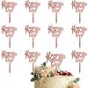 12PCS Happy Mother's Day Cake Topper - Acrylic Mother's Day Cupcake Topper, Rose Pink Butterfly Shaped Cake Picks Cake Accessories for Birthday, Gift for Mother, Cake Decoration Party view 1