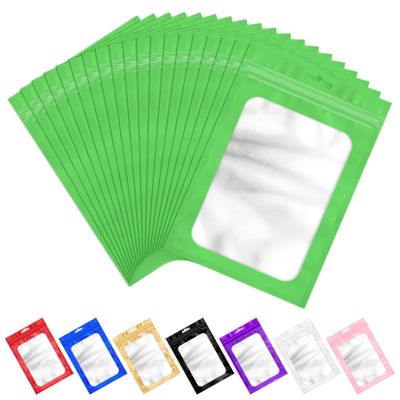 ANZNKU 100Pcs Green Mylar Bags, Resealable Smell Proof Small Zip Goodie Bag