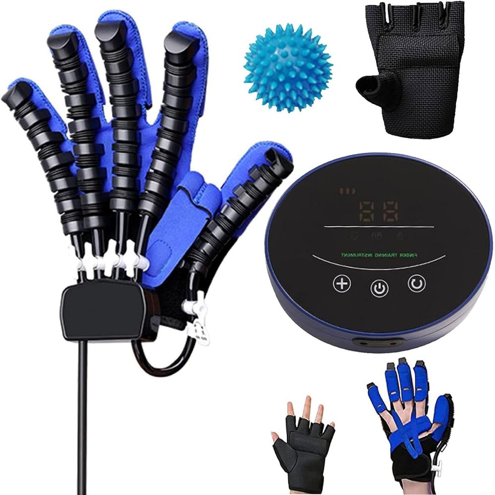 Hemiplegia Finger Trainer, Rehabilitation Robot Gloves, Hemiplegia Stroke Arthritis Left & Right Hand Finger Rehabilitation Trainer, Relieve Hand Stiffness, Right Hand, XL