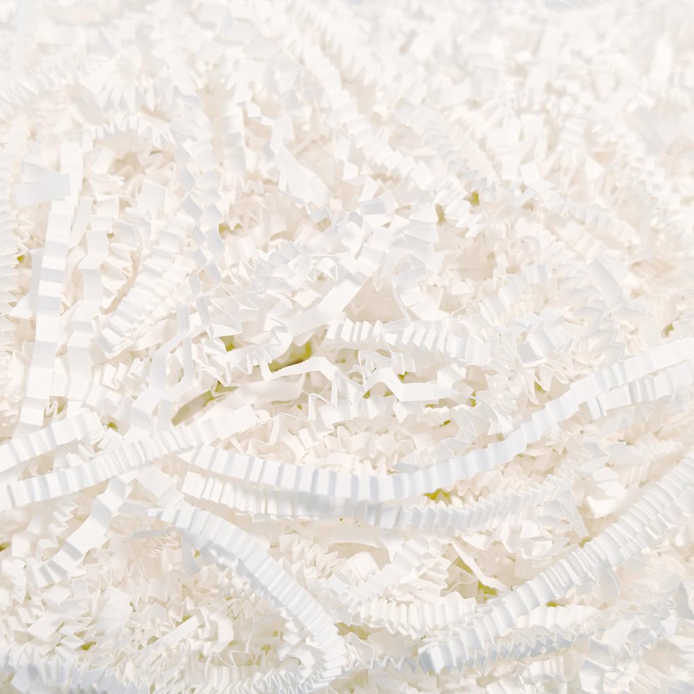 100g(3.5oz) Crinkle Paper Filler Grass, Confetti Basket Filler, Shredded Paper for Engagement Gift, Christmas, Wedding, Birthday, Easter(White, 100g(3.5oz))