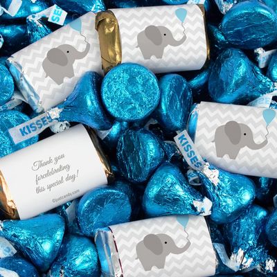 124 Pcs Blue Boy Baby Shower Candy Party Favors Elephant Miniatures & Kisses (1.52 lbs, Approx. 124 Pcs)