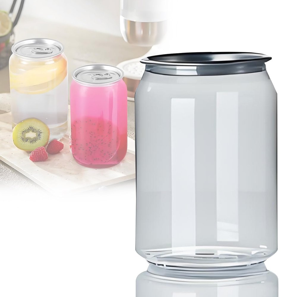 Ofyphth 16.9OZ(500ml) Disposable Juice Bottles, 100 Pack Clear Drink Containers, with Aluminum Pop Can Caps, for Boba, Smoothie, Drinking, Clear Beverage Container. 100one-700ml