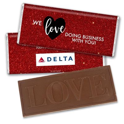 12ct Valentine?s Day LOVE Embossed Custom Chocolate Bar Favors For Corporate Events, Gifts, Office Party Giveaways & More - We Love Doing Business With You