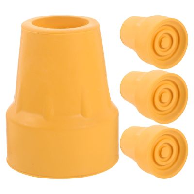 SHERCHPRY 4pcs Non-Slip Crutch Feet Tips Rubber Cane Ends Replacement Pads for Walking Sticks and Trekking Poles, Yellow Sturdy Foot Covers for Stability and Outdoor Hiking