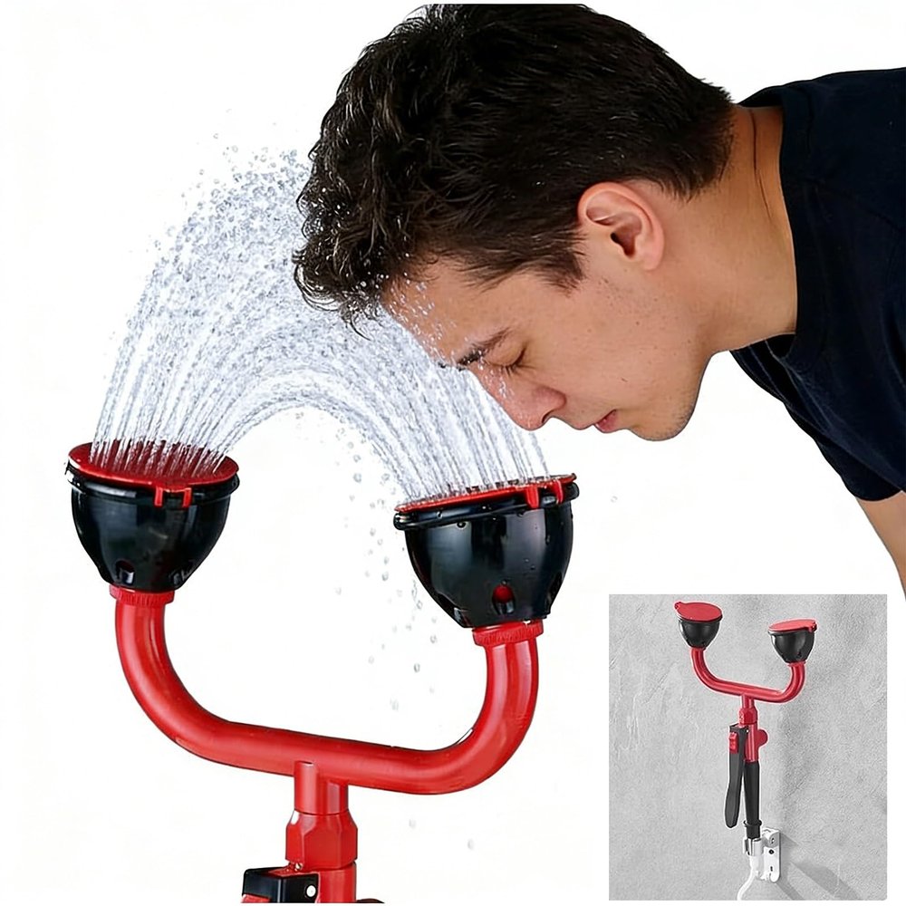TOGEPP Lab Industrial Eye Wash Sprayer - Handheld Eye Rinse Station & Face Drench Unit, 360 Swivel Head, Mild Flow & Full Accessories(Wall Mount)