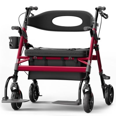 Helavo Bariatric 2-in-1 Walker Wheelchair Combo - Extra Wide 28.3 Seat - Heavy-Duty Rollator Wheelchair Combo - 500 lbs Load Capacity - 8" All-Terrain Wheels