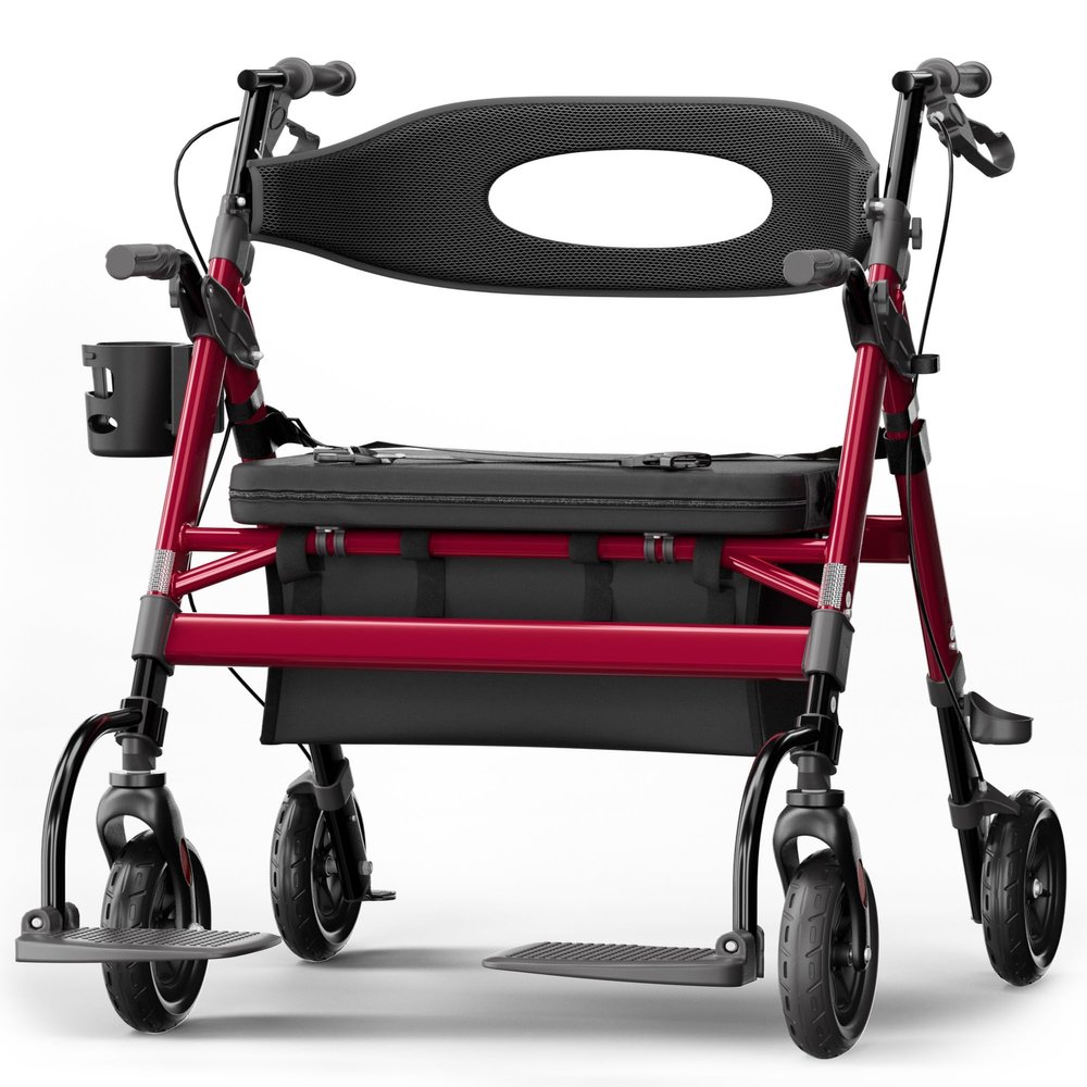 Helavo Bariatric 2-in-1 Walker Wheelchair Combo - Extra Wide 28.3 Seat - Heavy-Duty Rollator Wheelchair Combo - 500 lbs Load Capacity - 8" All-Terrain Wheels