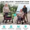 Helavo Bariatric 2-in-1 Walker Wheelchair Combo - Extra Wide 28.3 Seat - Heavy-Duty Rollator Wheelchair Combo - 500 lbs Load Capacity - 8" All-Terrain Wheels view 2