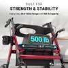 Helavo Bariatric 2-in-1 Walker Wheelchair Combo - Extra Wide 28.3 Seat - Heavy-Duty Rollator Wheelchair Combo - 500 lbs Load Capacity - 8" All-Terrain Wheels view 3