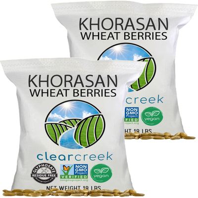 CLEAR CREEK Certified Glyphosate Residue Free Khorasan Wheat Berries | 36 lb (2-18 lb bags) | Non-GMO Project Verified