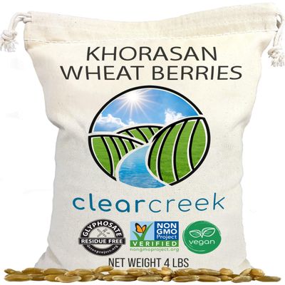 CLEAR CREEK Certified Glyphosate Residue Free Khorasan Wheat Berries | 4 lb | Non-GMO Project Verified