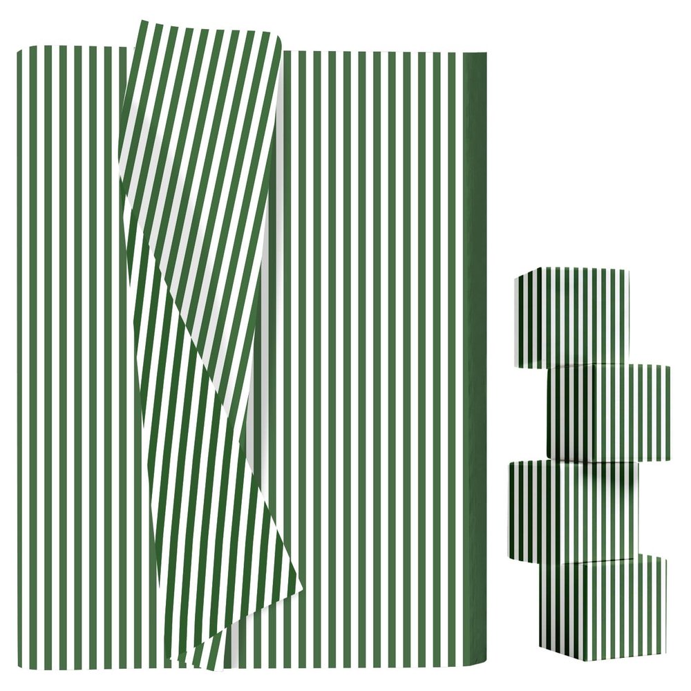 AVXINSOK 10 Sheets Green Striped Tissue Paper 14 x 20 Inches Green and White Striped Gift Wrapping Tissue Paper for Gift Bags Wedding Birthday Christmas Jungle Party Packaging Crafts