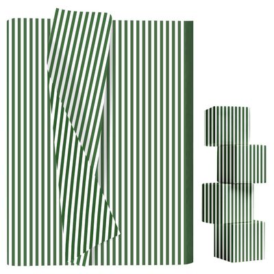 AVXINSOK 100 Sheets Green Striped Tissue Paper 14 x 20 Inches Green and White Striped Gift Wrapping Tissue Paper for Gift Bags Wedding Birthday Christmas Jungle Party Packaging Crafts