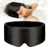 1Pcs Mulberry Silk Sleep Mask Eye Mask for Women Man with Adjustable Band, for Side Sleeper Blackout Sleep Mask for Travel Rest and Office Large Size (Black) view 1