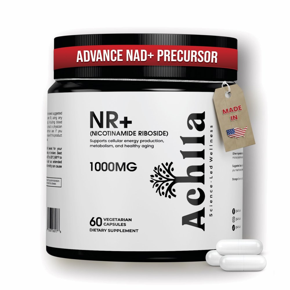 Achlla Nicotinamide Riboside 1000mg per Serving NR NAD+ Precursor Supplement 60 Veg Capsules (30 Day Supply) Cellular Energy Support Formula Non-GMO Made in USA
