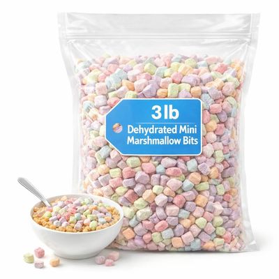 Dehydrated Mini Marshmallow Bits 3 lb Bulk Bag Colorful Crunchy Marshmallow Pieces Perfect for Cereal, Hot Chocolate, Baking, Desserts, and Ice Cream Toppings