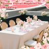 Mwellewm 100Pcs Pink Floral Napkins Guest Disposable Hand Towels for Bathroom Paper Napkins Decorative Pink Flower Dinner Napkin for Bridal Baby Shower Tea Party Wedding Birthday Spring Party view 3