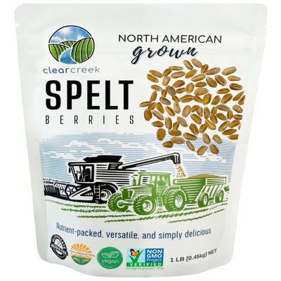 CLEAR CREEK Spelt Berries | 1 lb | Vegan | Non-GMO Project Verified | North American Grown