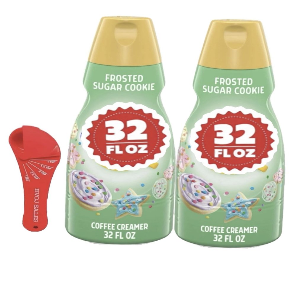 Delight Frosted Sugar Cookie Coffee Creamer, 32 Fl Oz, Pack of 2 with Measuring Spoon