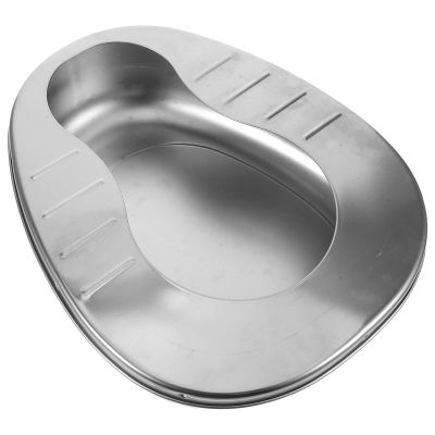 Beaupretty Stainless Steel Bedpan for Elderly Men and Women, Portable Adult Nursing Bed Pan for Bedridden Patients, Metal Bed Pan Without Lid for Home Care and Hospital Use