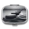 Grey Zen Stones Picture Pill Box Medicine Pill Organizer Small Pill Case Travel Pill Container Portable Pill Case for Pocket 2 Compartment Pill Holder Pill Boxes for Travel view 1