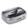 Grey Zen Stones Picture Pill Box Medicine Pill Organizer Small Pill Case Travel Pill Container Portable Pill Case for Pocket 2 Compartment Pill Holder Pill Boxes for Travel view 3