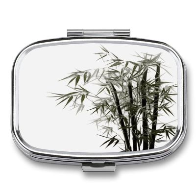 Asian Bamboo Pill Box Medicine Pill Organizer Small Pill Case Travel Pill Container Portable Pill Case for Pocket 2 Compartment Pill Holder Pill Boxes for Travel