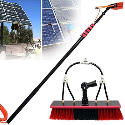Glass Cleaning Brush Home Water Fed Telescopic Pole Kit Solar Panel Brush Rotating for Photovoltaic PanelSolar Panel Window Cleaning Brush Set 6M Extension Pole with 35cm Brush Head Ideal f