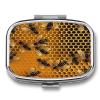 Bees on Hive Pill Box Medicine Pill Organizer Small Pill Case Travel Pill Container Portable Pill Case for Pocket 2 Compartment Pill Holder Pill Boxes for Travel view 1