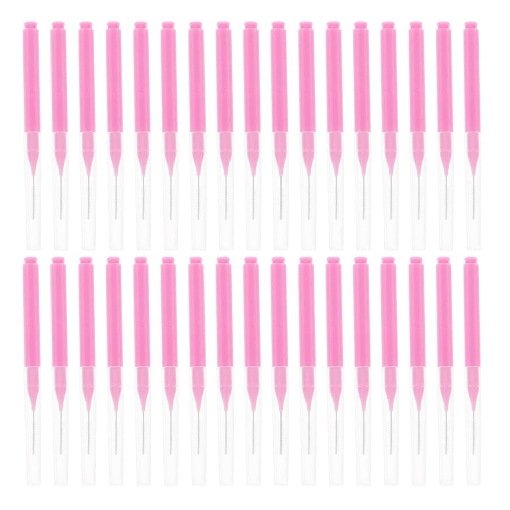 PACKOVE 200pcs Pink Interdental Brushes Soft Gum Tooth Picks Flossing Tool for Oral Cleaning Between Teeth and Orthodontic Care