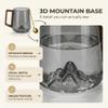 15.2oz Smoky Gray Glass Coffee Cup, 3D Mountain Bottom Design with Wood Handle, 450ml Tea & Beverage Mug for Home Office (Gray) view 4