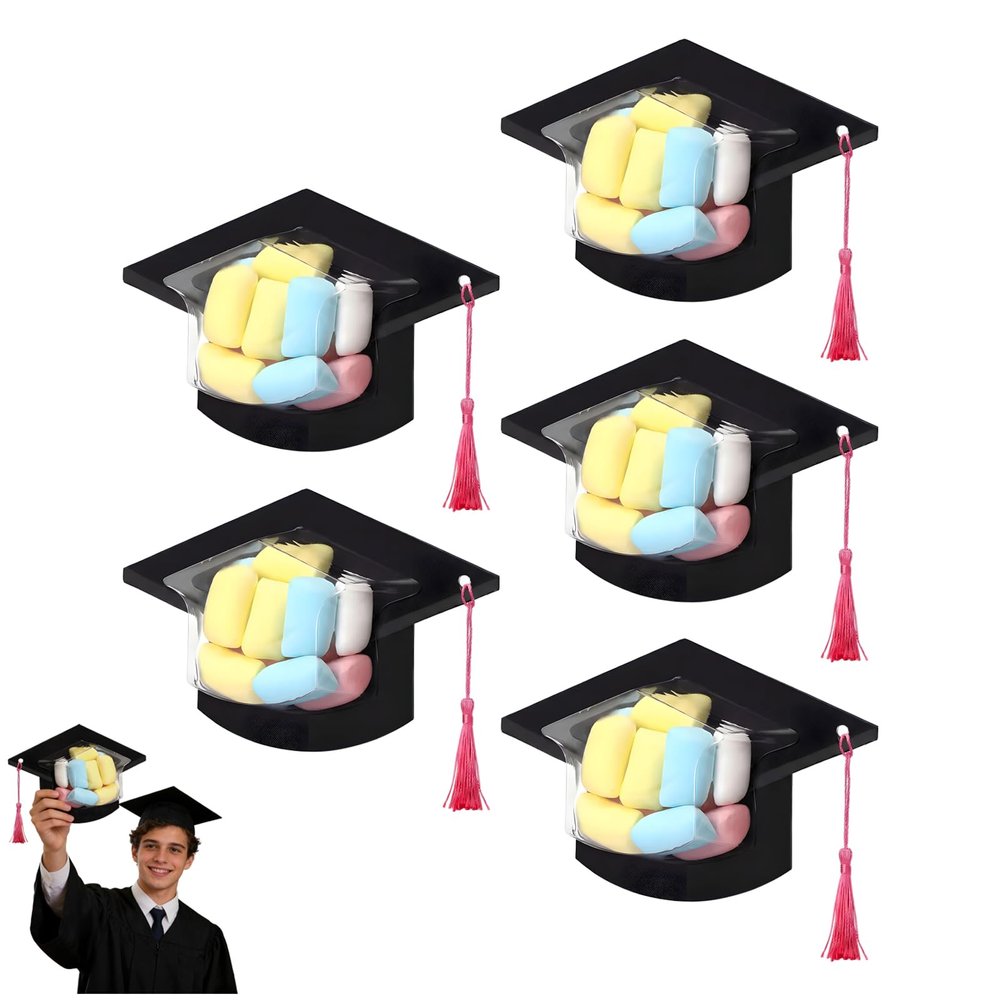 Graduation Cap Candy Cards, 2026 Graduation Candy Dome Greeting Card Gift with Tassel Chocolate Box, 30Pcs Graduation Cap Candy Box Graduation Party Supplies Decorations Graduation Gift (5 PCS)