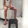VICASKY 2pcs Non-Slip Plastic Bathroom Step Stool for Toilet Training and Shower Use, Compact Black Foot Stool and Adults view 4