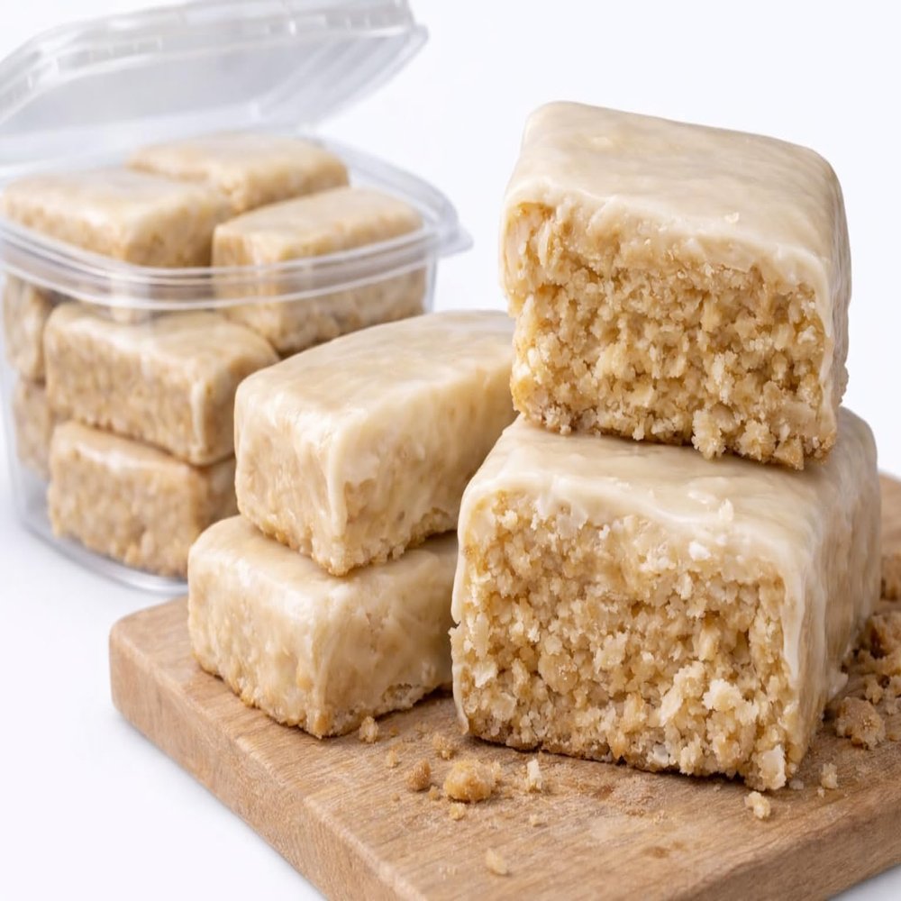 Arjhanays Sweets White Frosted Peanut Butter Bars, 12 oz Container (2225 Pieces) Thick Bakery-Style Candy with Sweet White Coating, Plant-Based Vegan