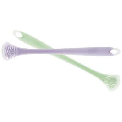 HONMEET 2pcs Silicone Tongue Scrapers Dual-sided Tongue Cleaners for Adults, Breath Freshening Oral Care Tools in Mint Green and Lavender Colors