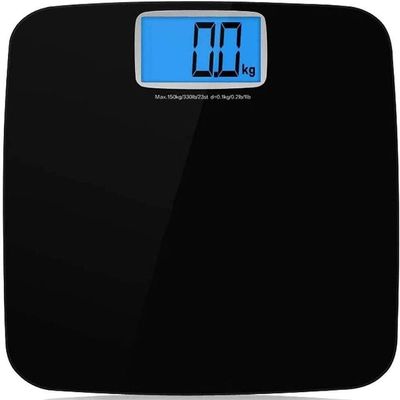 Digital Bathroom Scale, Waterproof Anti SkidBlack Highly Accurate Body Weight Scale with Round Corner Design, Measures Weight up to 330 lbs, Easy-to-Read Backlit LCD(Black)